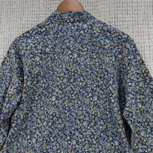 Jogal Shirt Mens Size Medium Navy Yellow Long Sleeve Button Down Floral Cotton - Picture 5 of 10